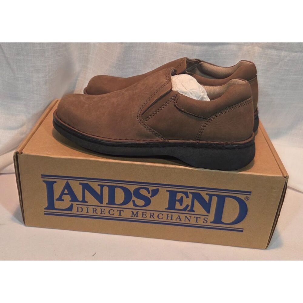Lands End Womens Brown Slip On Casual Shoes Loafers Size 7M With Box